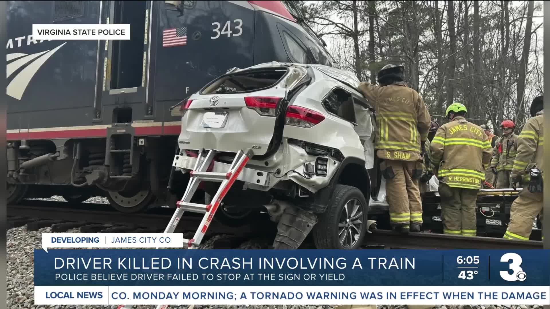 Fatal collision between Amtrak train and SUV in James City County, VSP confirms