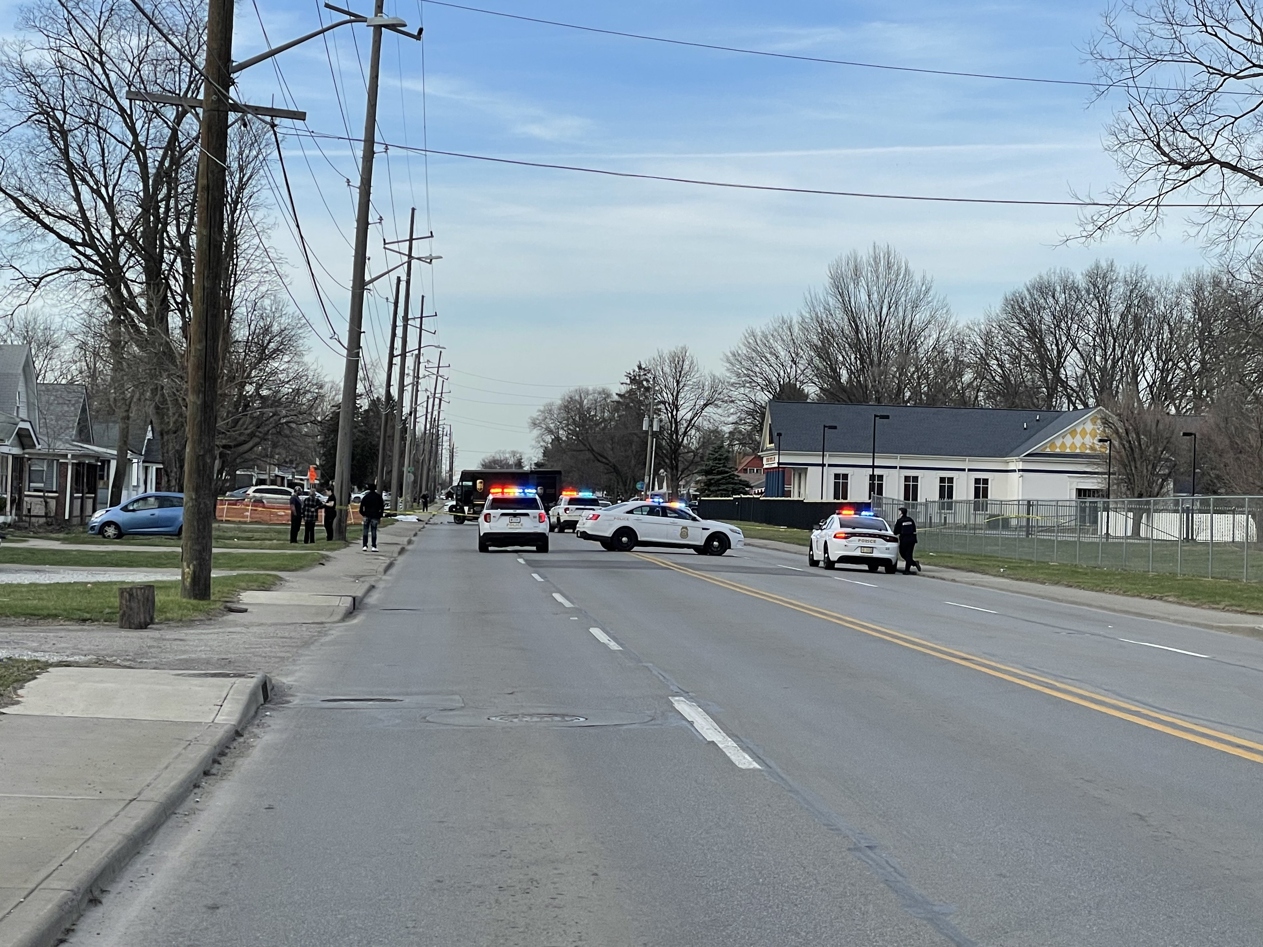 Fatal motorcycle collision involving UPS truck in Indianapolis.