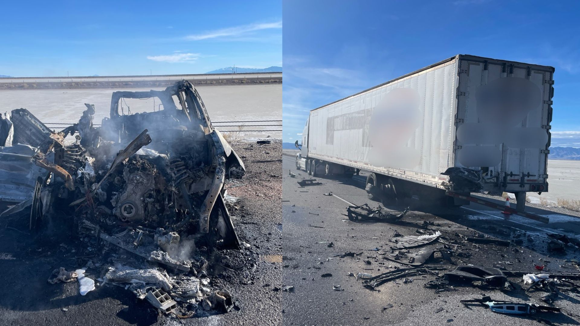 Driver flown to hospital, WB I-80 temporarily closed after fiery crash between SUV, semi