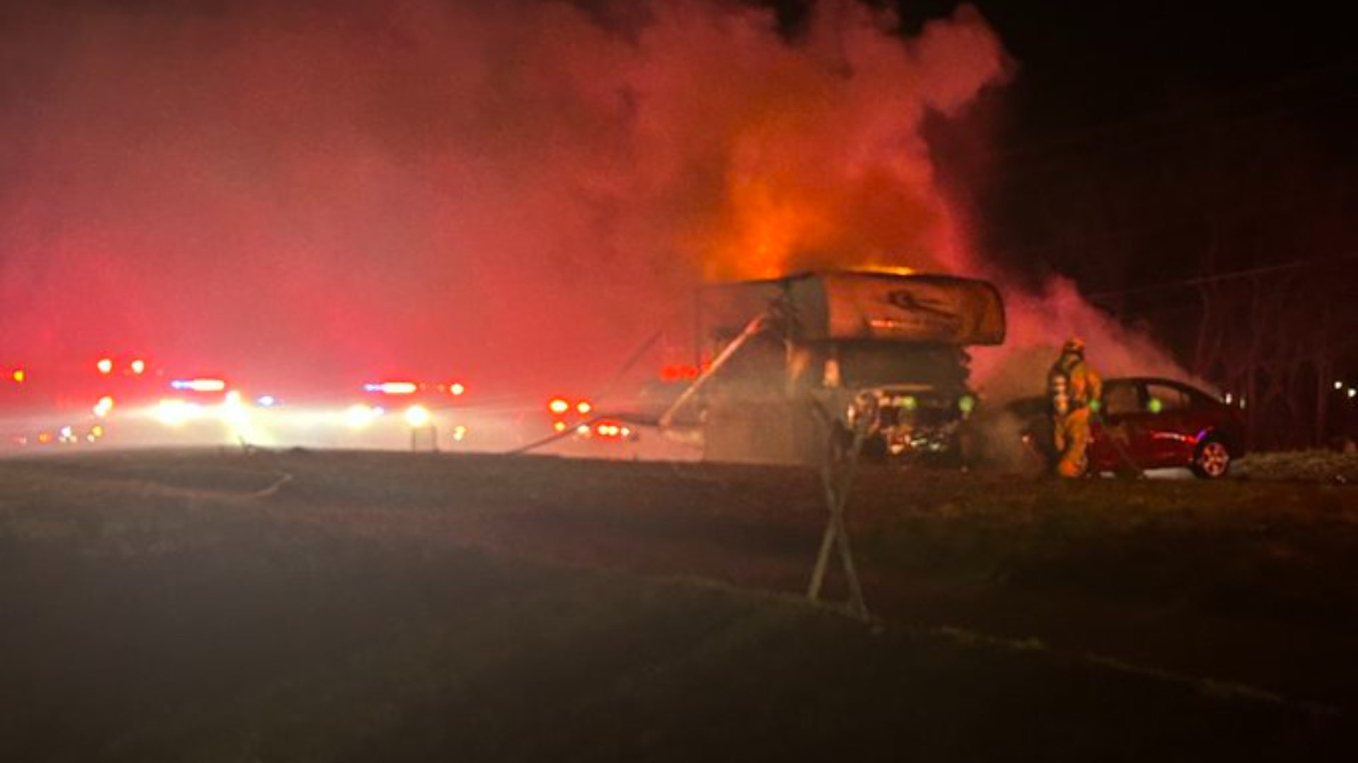 1 killed in fiery crash involving motorhome in Algoma Twp