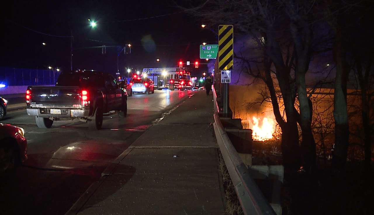 Crews respond to fiery crash in Cleveland; I-90 ramps closed in area