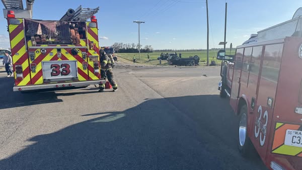Four hurt in crash northwest of Wichita, reported gas leak