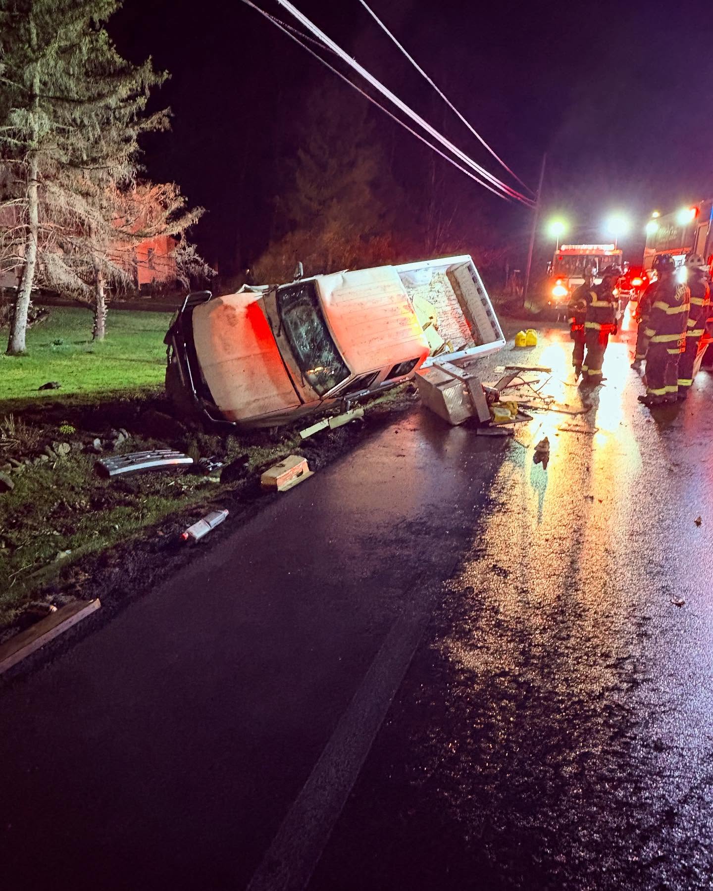 Marcellus Fire Department responds to car crash that leaves pickup truck on its side