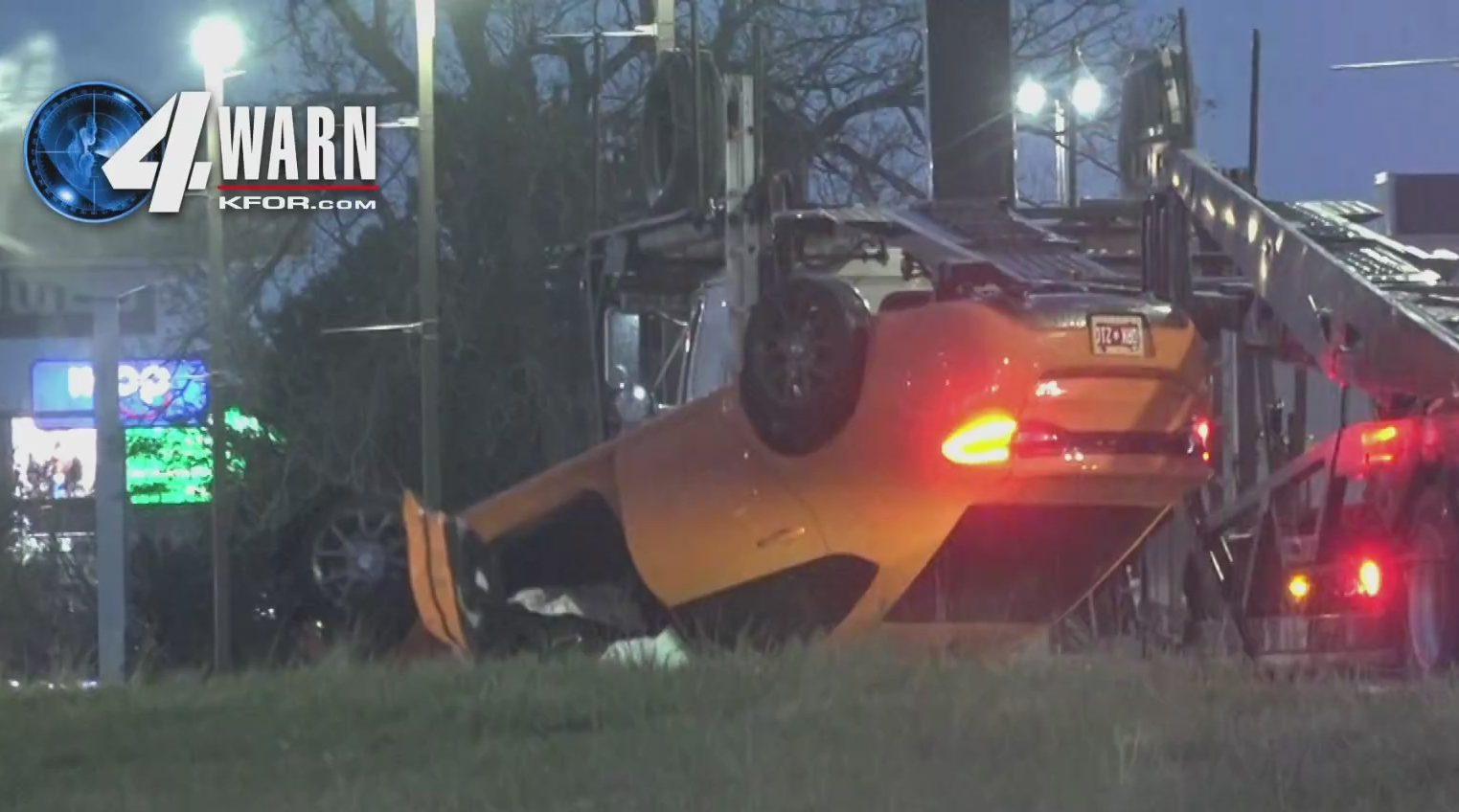 Emergency teams arrive at overturned vehicle on I-240