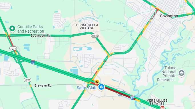 Traffic delays due to multi-vehicle collision on I-12 East at Tchefuncte River bridge