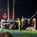 Single person injured by colliding with "Openwood Plantation" sign at Newitt Vick