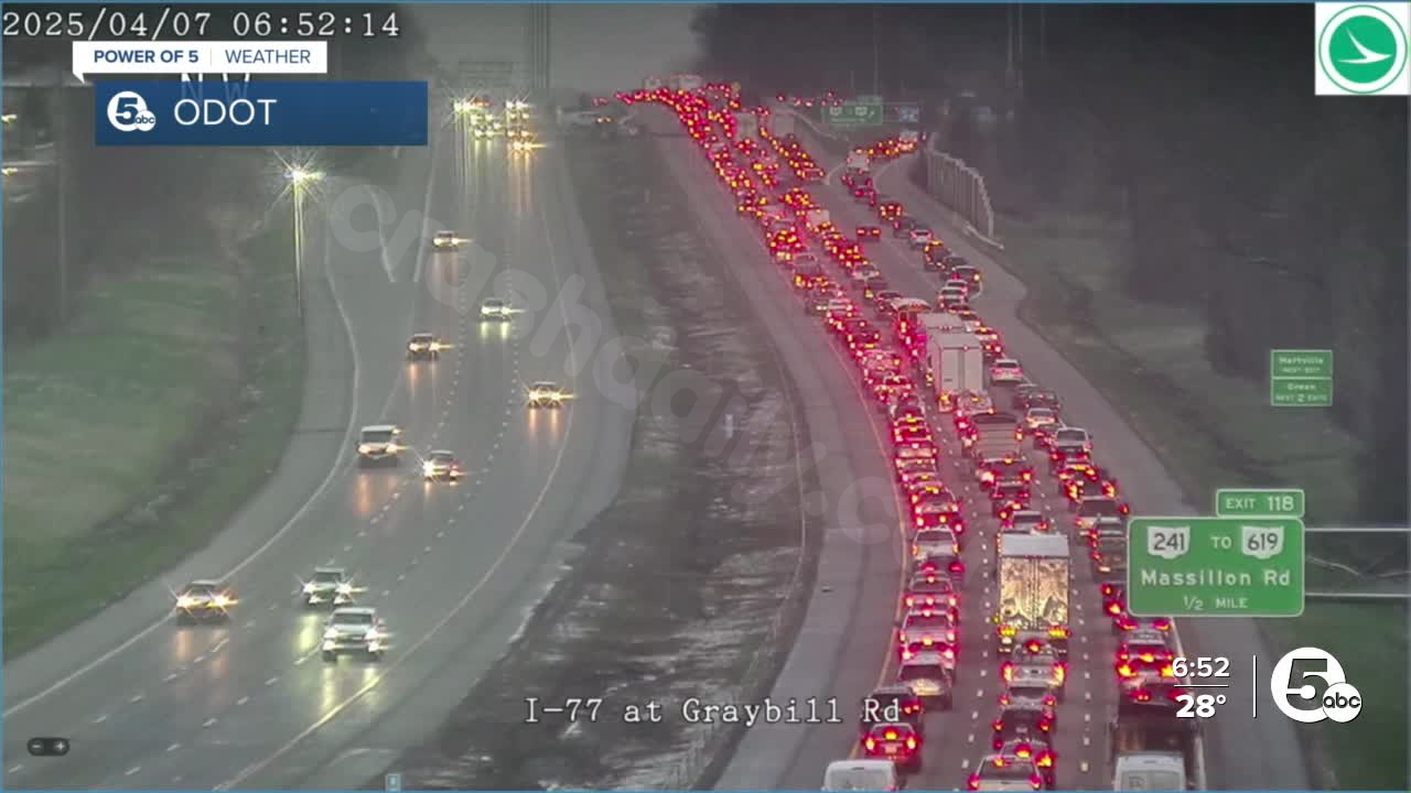 Morning traffic impacted by icy roads.