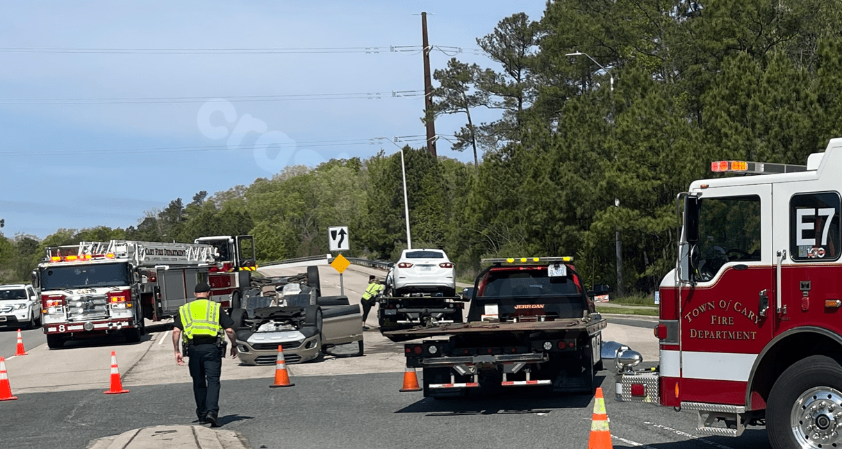 Students' car flips outside Panther Creek High in Cary