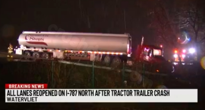 Overnight Tractor Trailer Crash Shuts Down Sections of I-787, Lanes Reopen