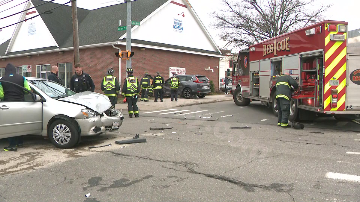 2 people taken to hospital after vehicle crashes into Manchester laundromat, officials say