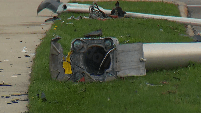 Pole topples in Kettering after car crash