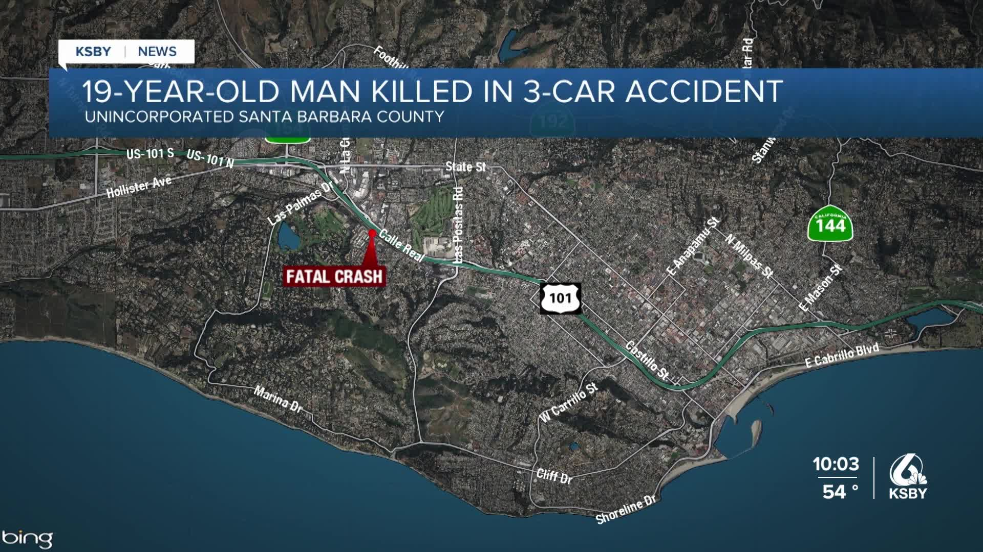 Man, 19, killed in 3-vehicle accident in Santa Barbara County