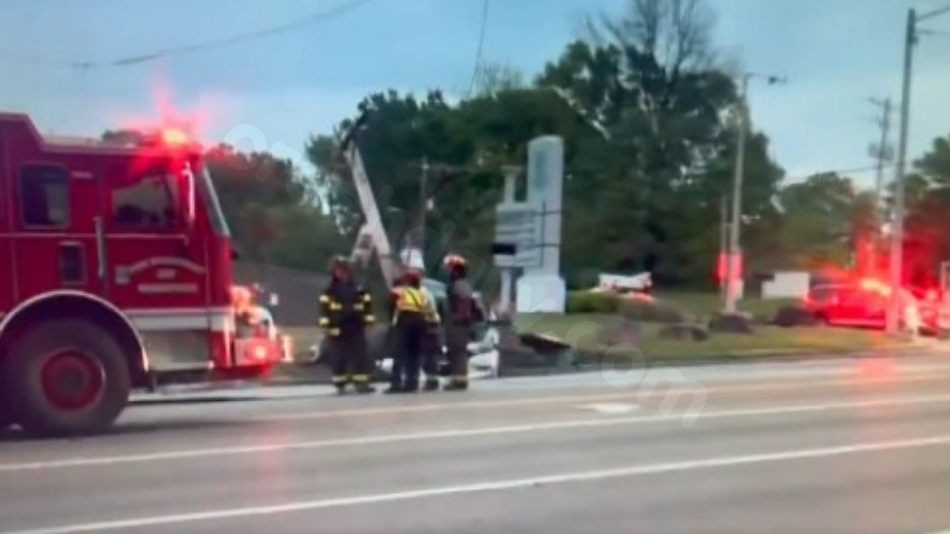 Photos: Car crashes into pole, catches fire near airport area