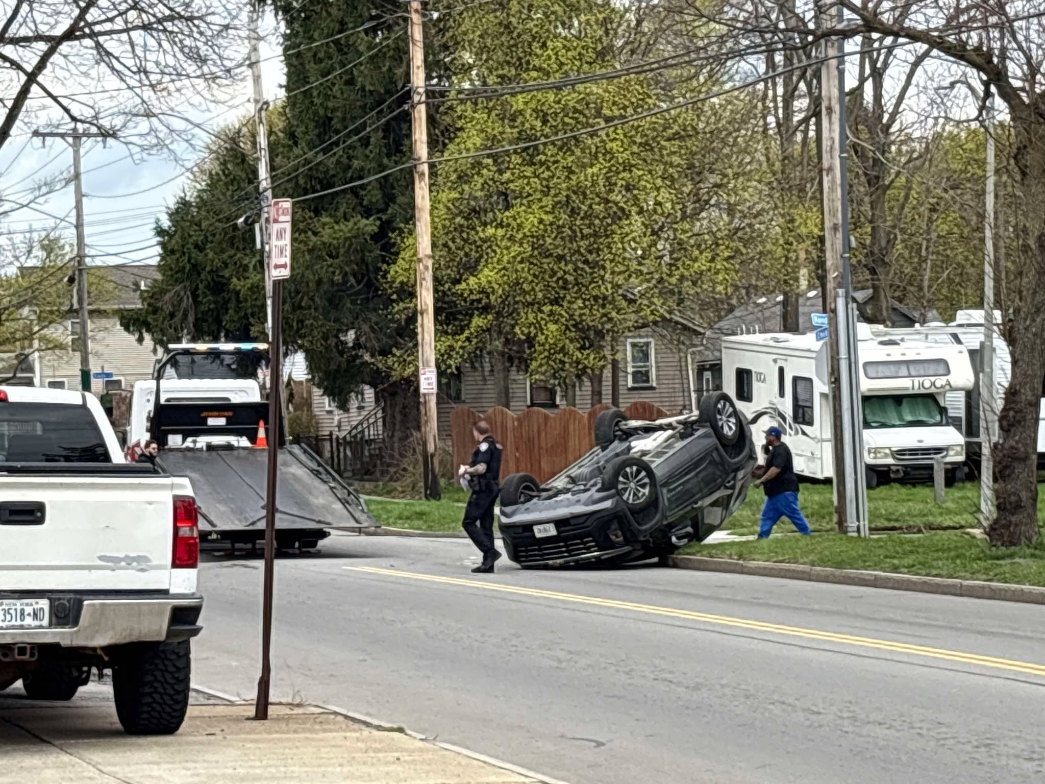 Rollover accident blocks off Child St. and Jay St.