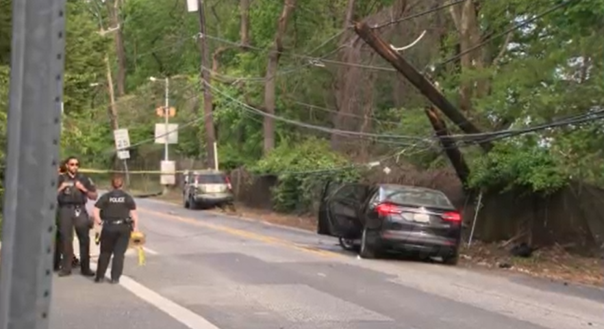 2 hospitalized, power lines down after four-car crash in Chevy Chase