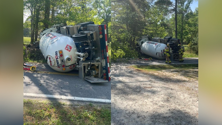 Propane tanker leaking after Chesterfield car crash