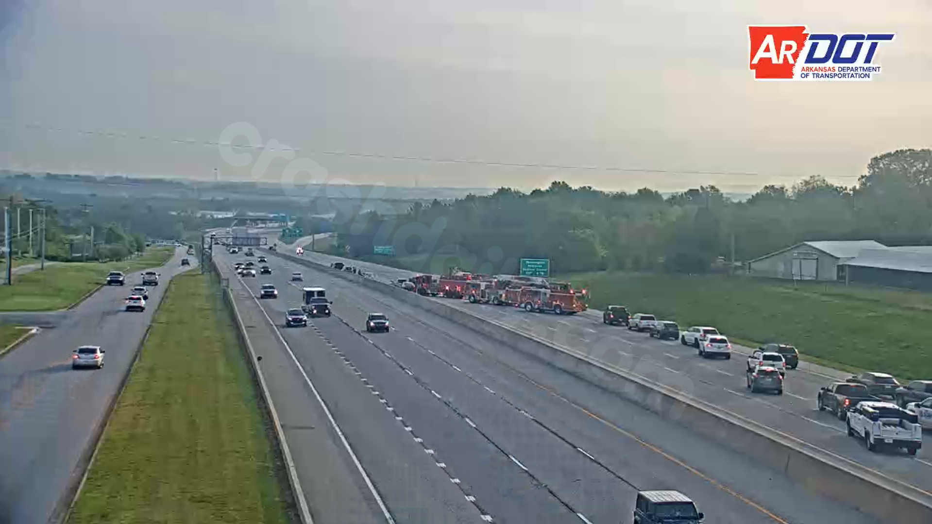 Multi-vehicle injury accident blocking traffic on Interstate 49 in Fayetteville
