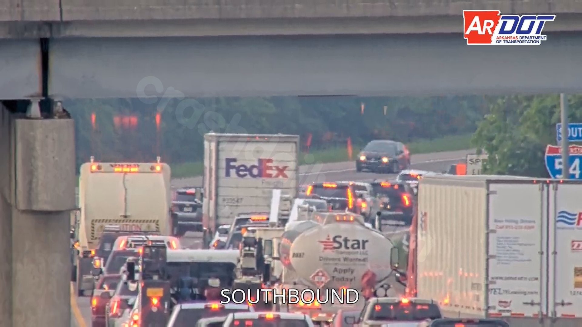 Traffic in near standstill following rollover injury accident on Interstate 540 in Fort Smith