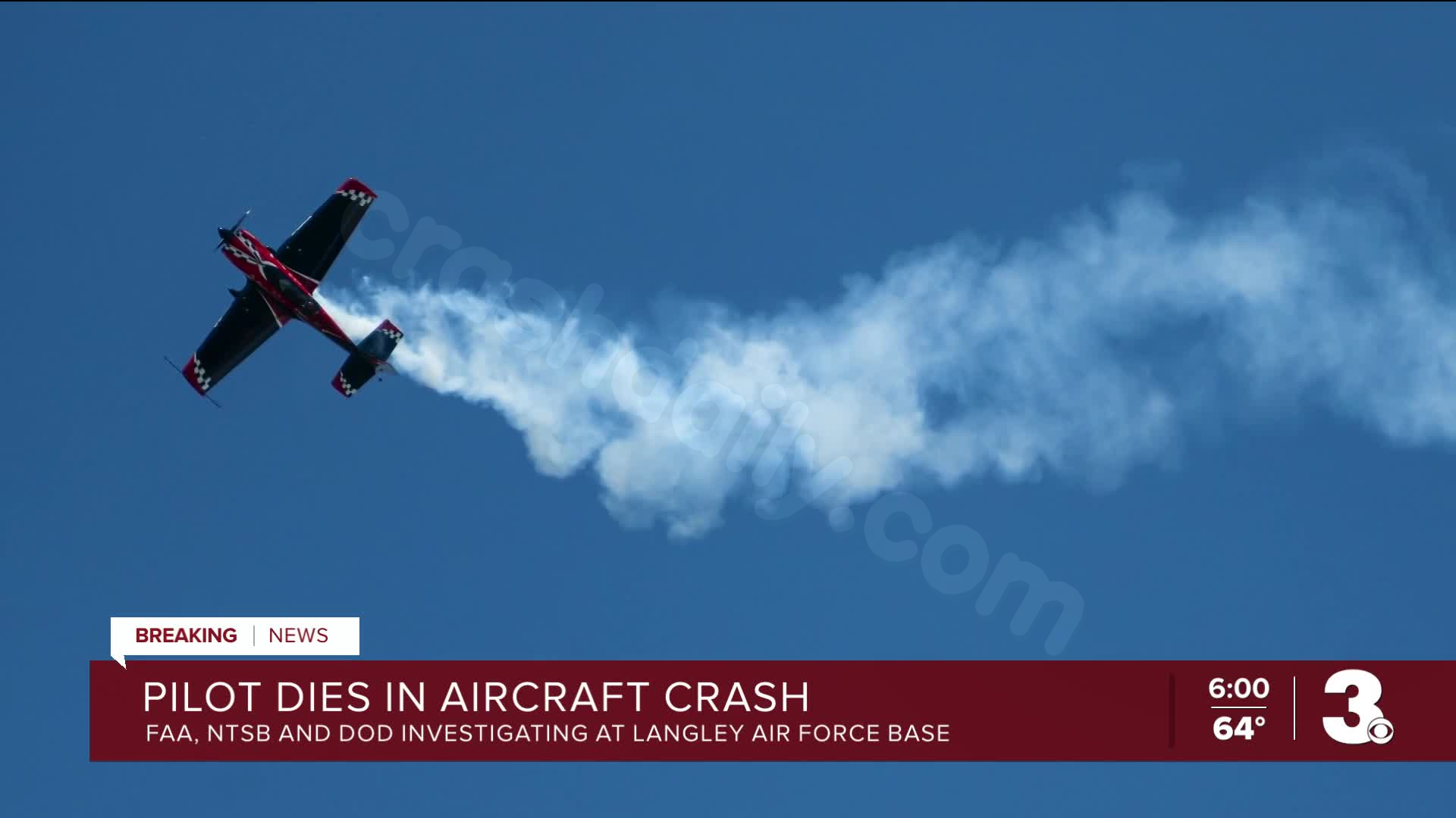 Stunt pilot Rob Holland dies in crash at Langley AFB ahead of air show performance
