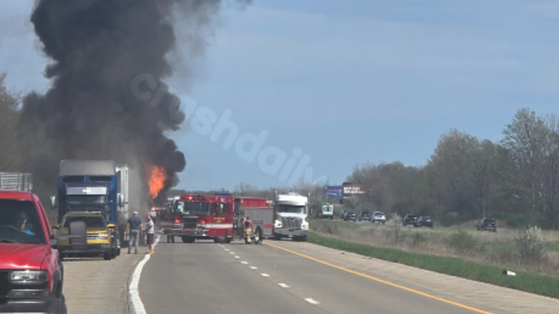 Crash and vehicle fire close westbound I-96 near Okemos