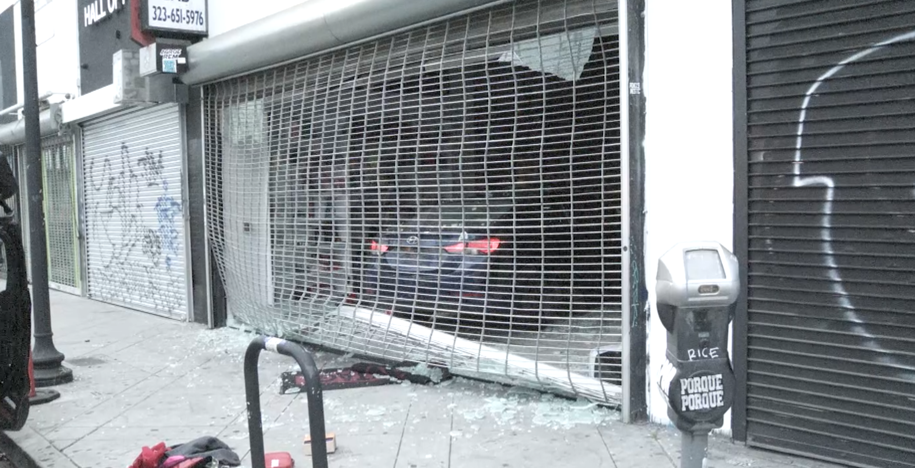 Smash-and-grab burglars crash car into famous Fairfax sneaker shop