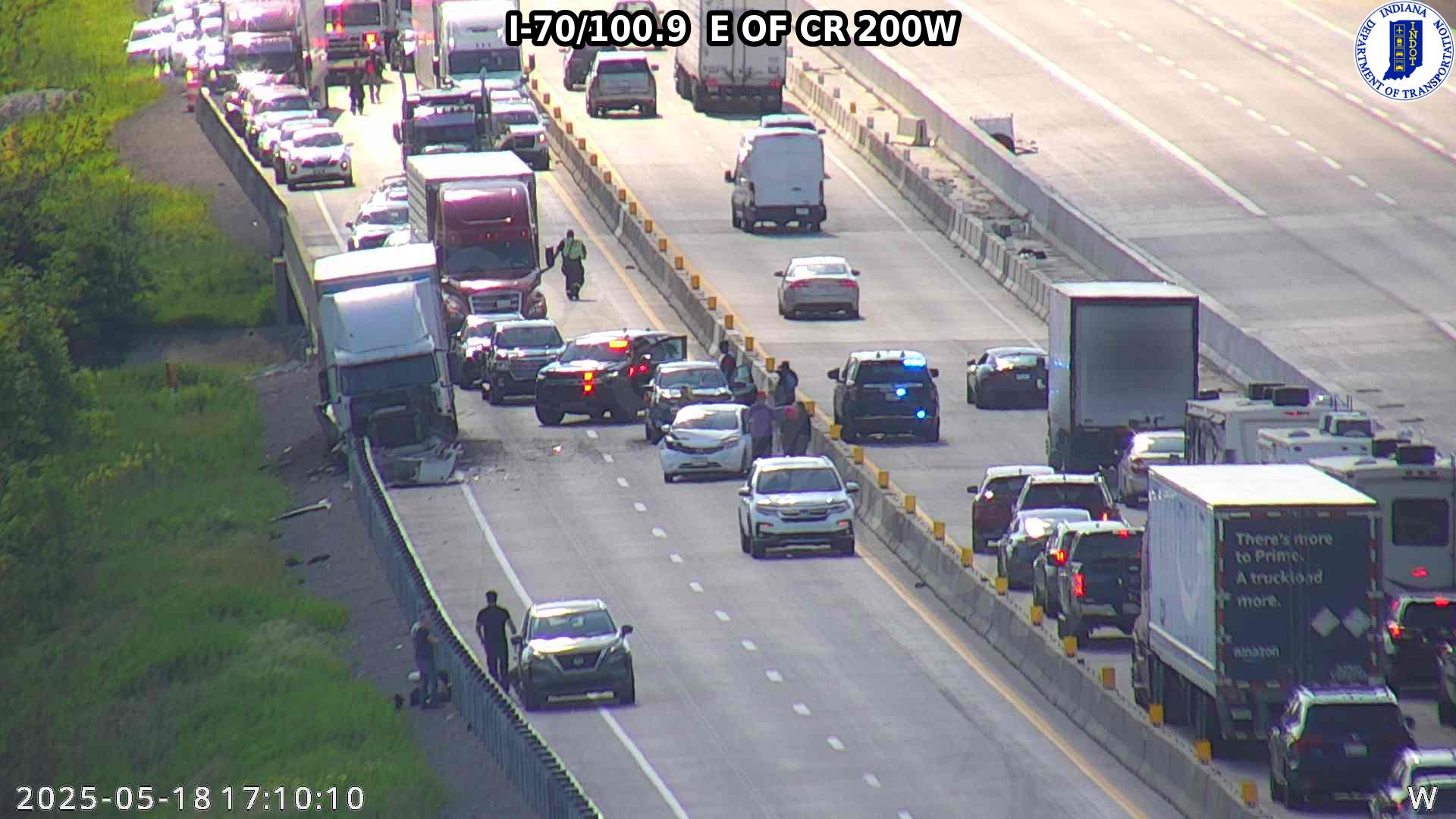 Semi crash forces officials to temporarily close portion of I-70 in Hancock County