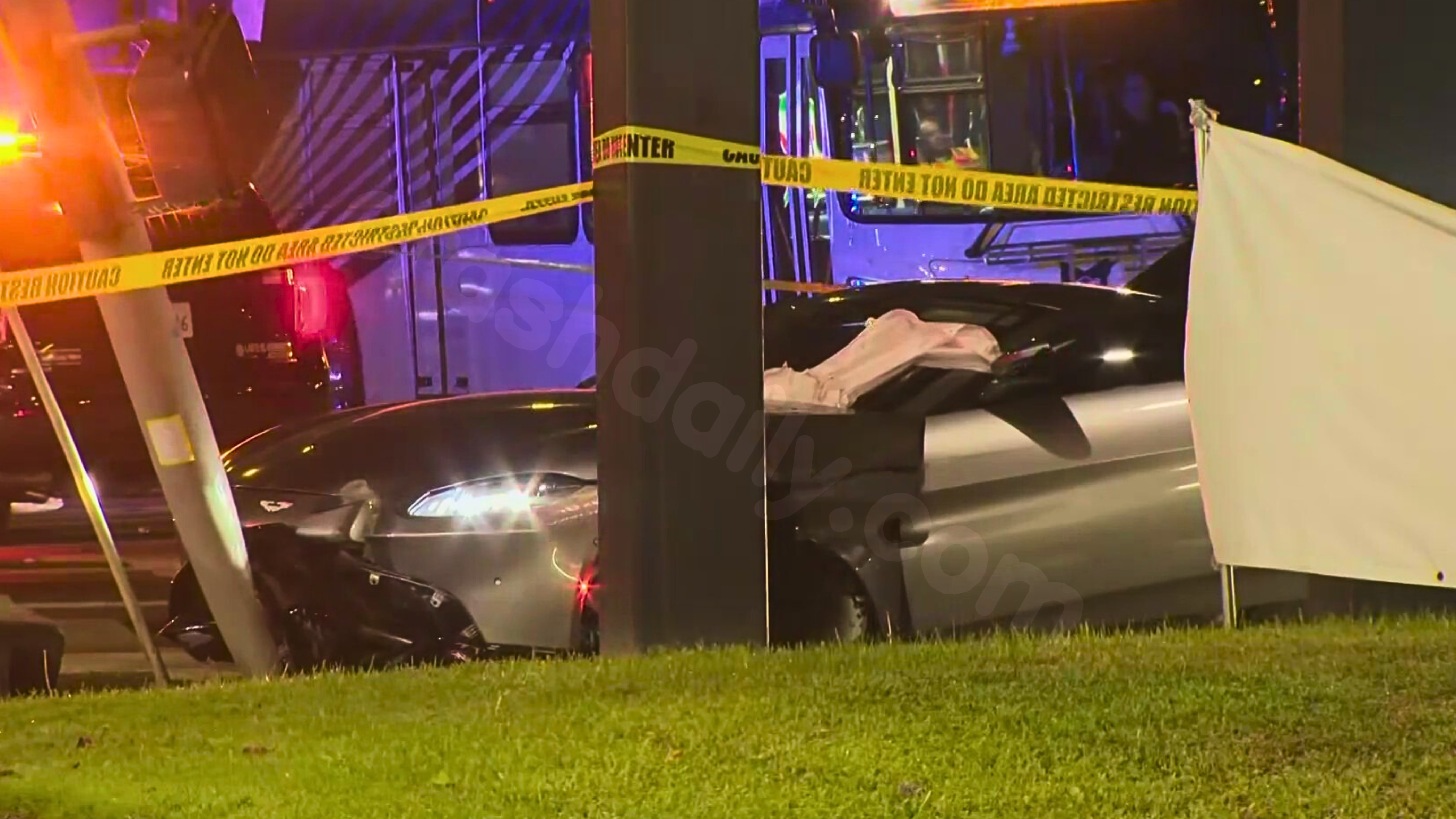 Fatality as Aston Martin crashes into pole during pursuit in Los Angeles