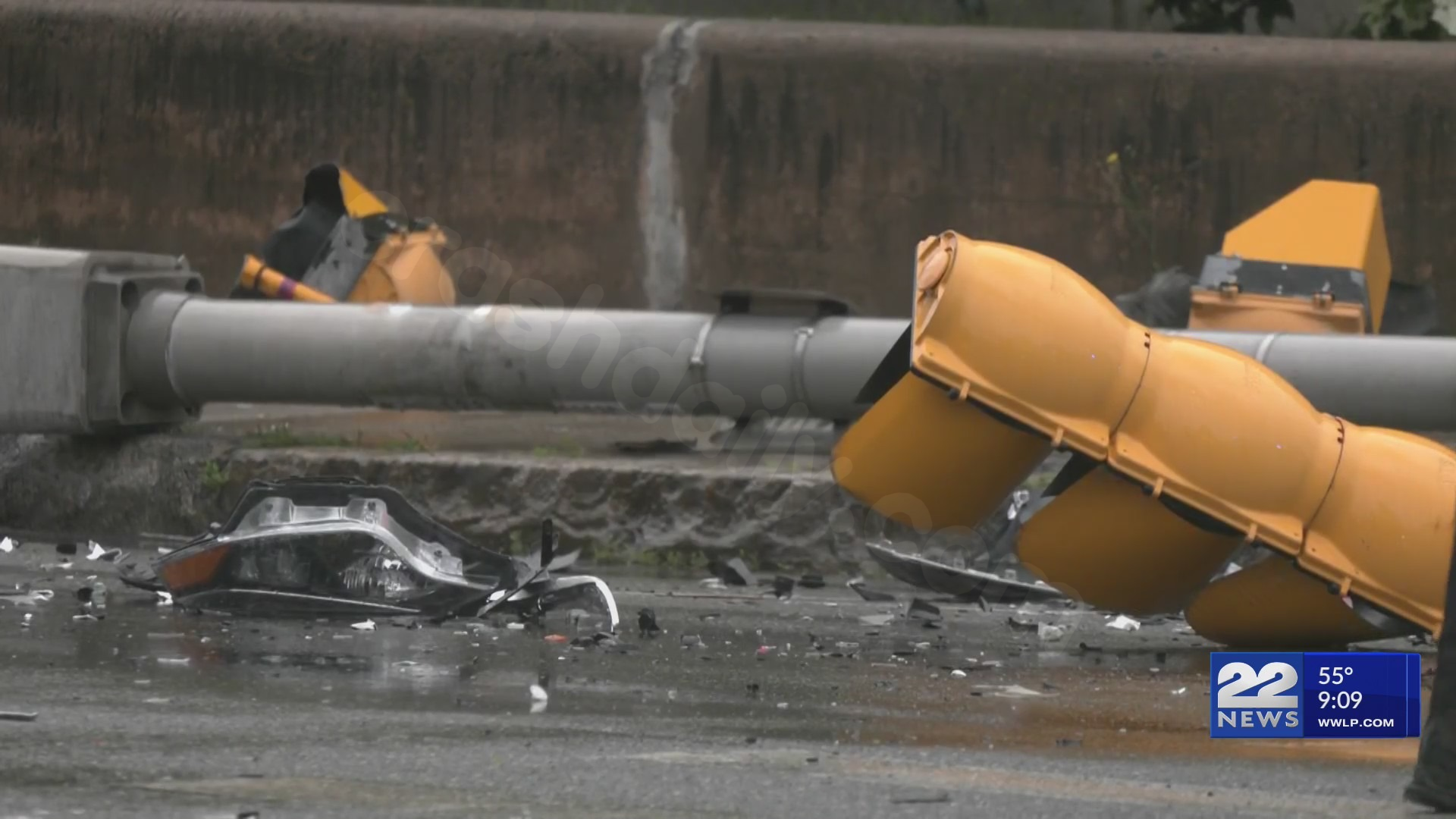 Traffic light and parked cars damaged in Holyoke multi-vehicle collision