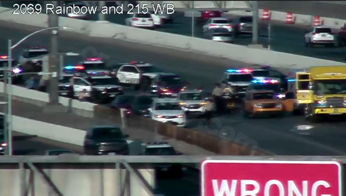 Westbound 215 lanes closed due to crash in south Las Vegas valley.