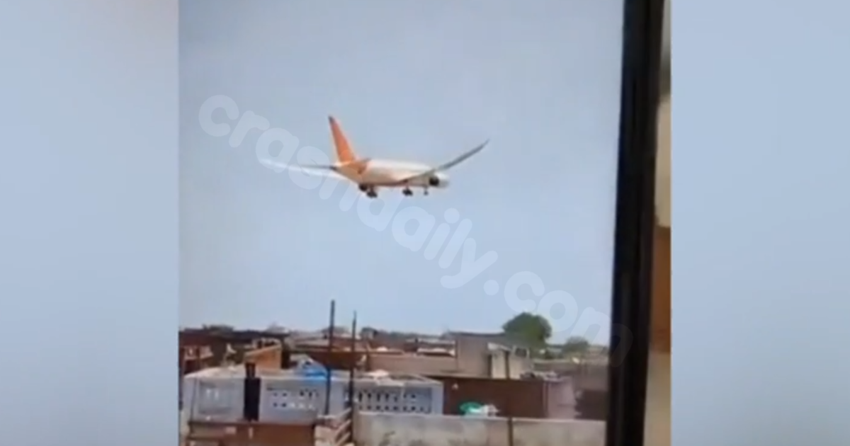 Air India plane seen descending over Ahmedabad before crashing behind buildings