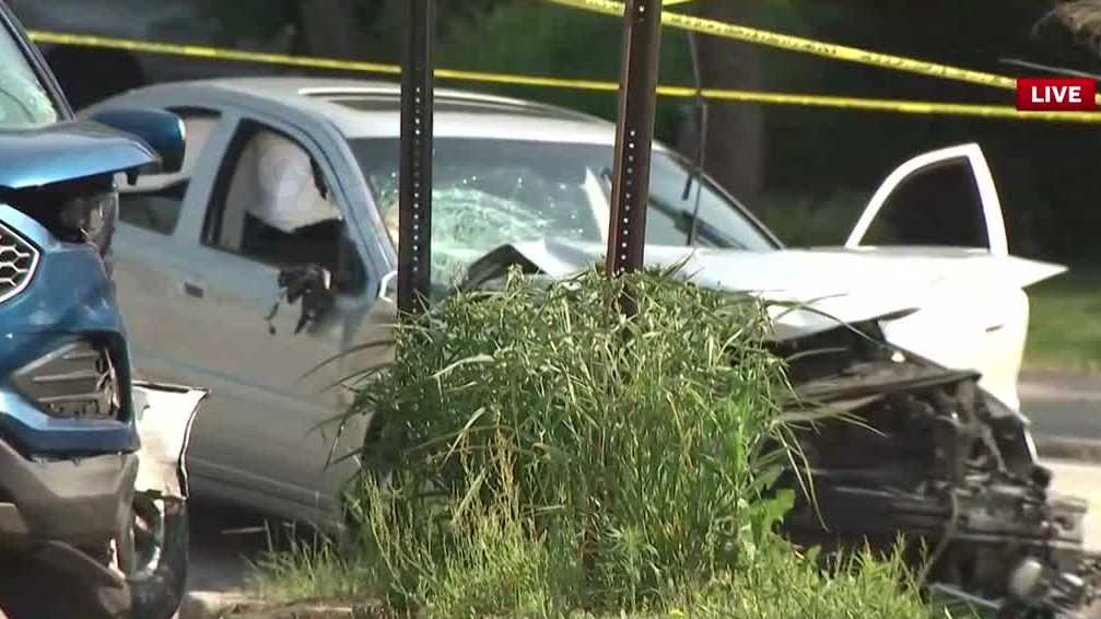 Car collides with pedestrians then crashes into pole in Manchester, according to reports.