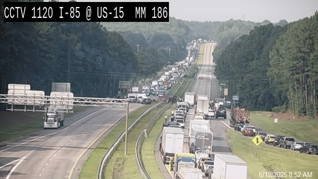 Traffic jam on I-85 near Durham-Granville County line due to multi-vehicle crash.