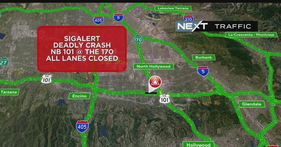 Closure of northbound 101 Freeway in North Hollywood due to fatal collision