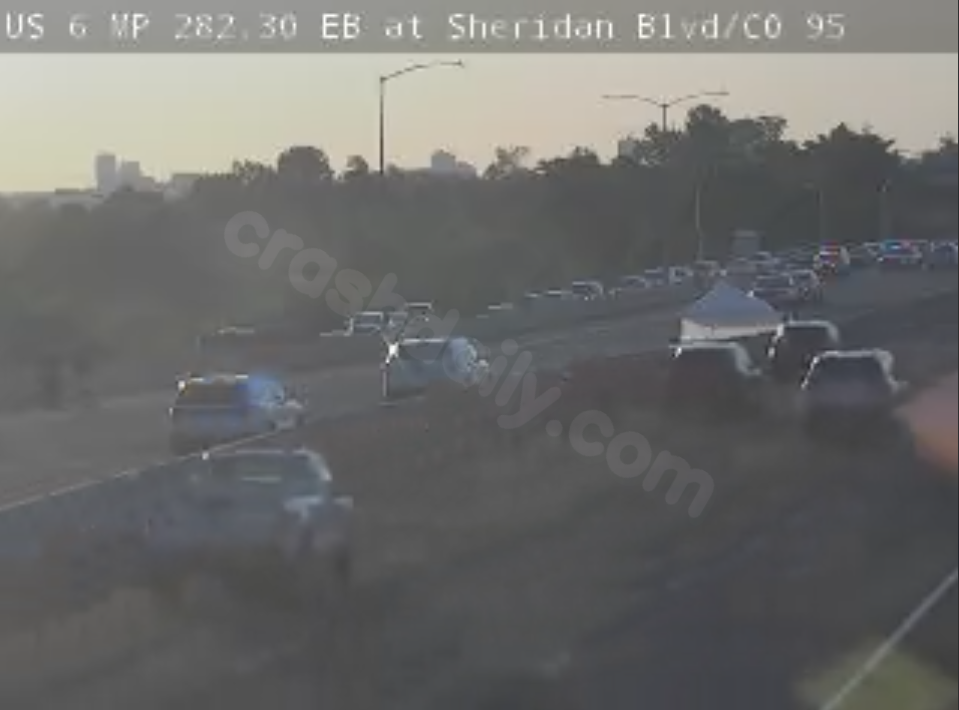Traffic redirected from westbound 6th Ave to North Sheridan Blvd due to deadly accident