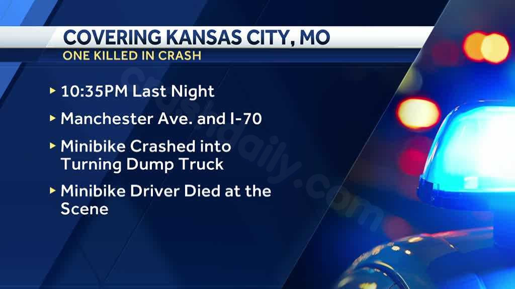 Fatal crash involving minibike and dump truck on I-70, Manchester