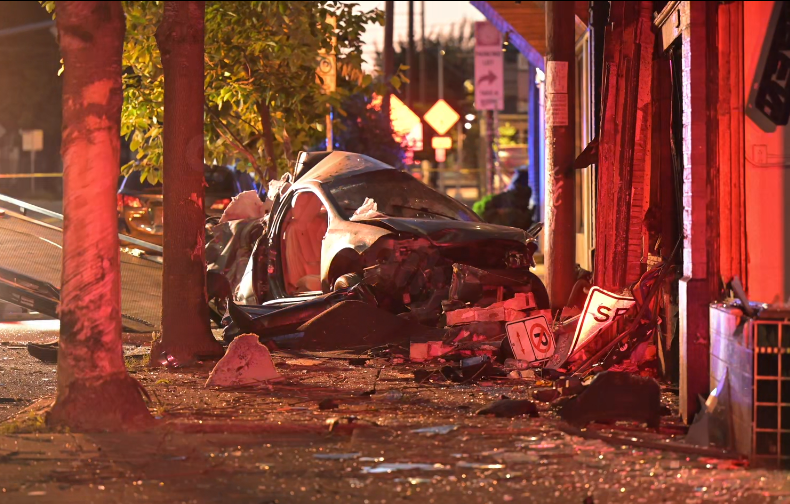 Damage to businesses and driver in crash in Northeast Portland