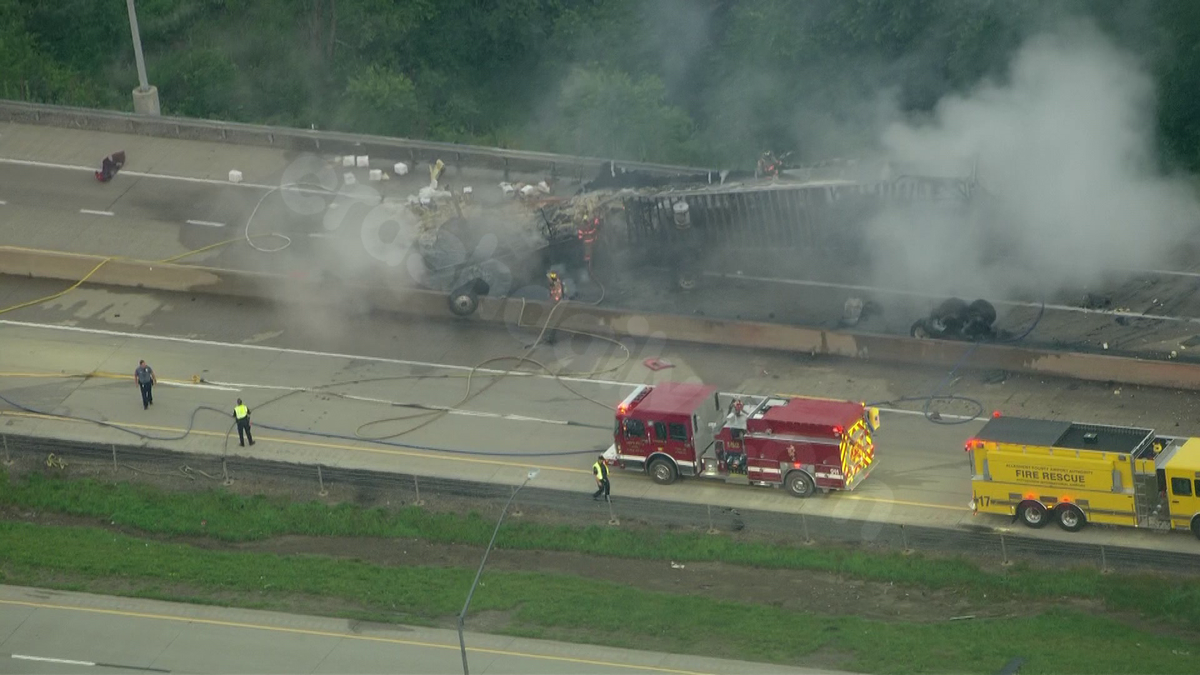 I-376 eastbound closed due to crash and fire near Pittsburgh Airport