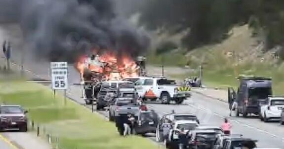 I-70 in Colorado's high country closed due to multi-car crash and vehicle fire.
