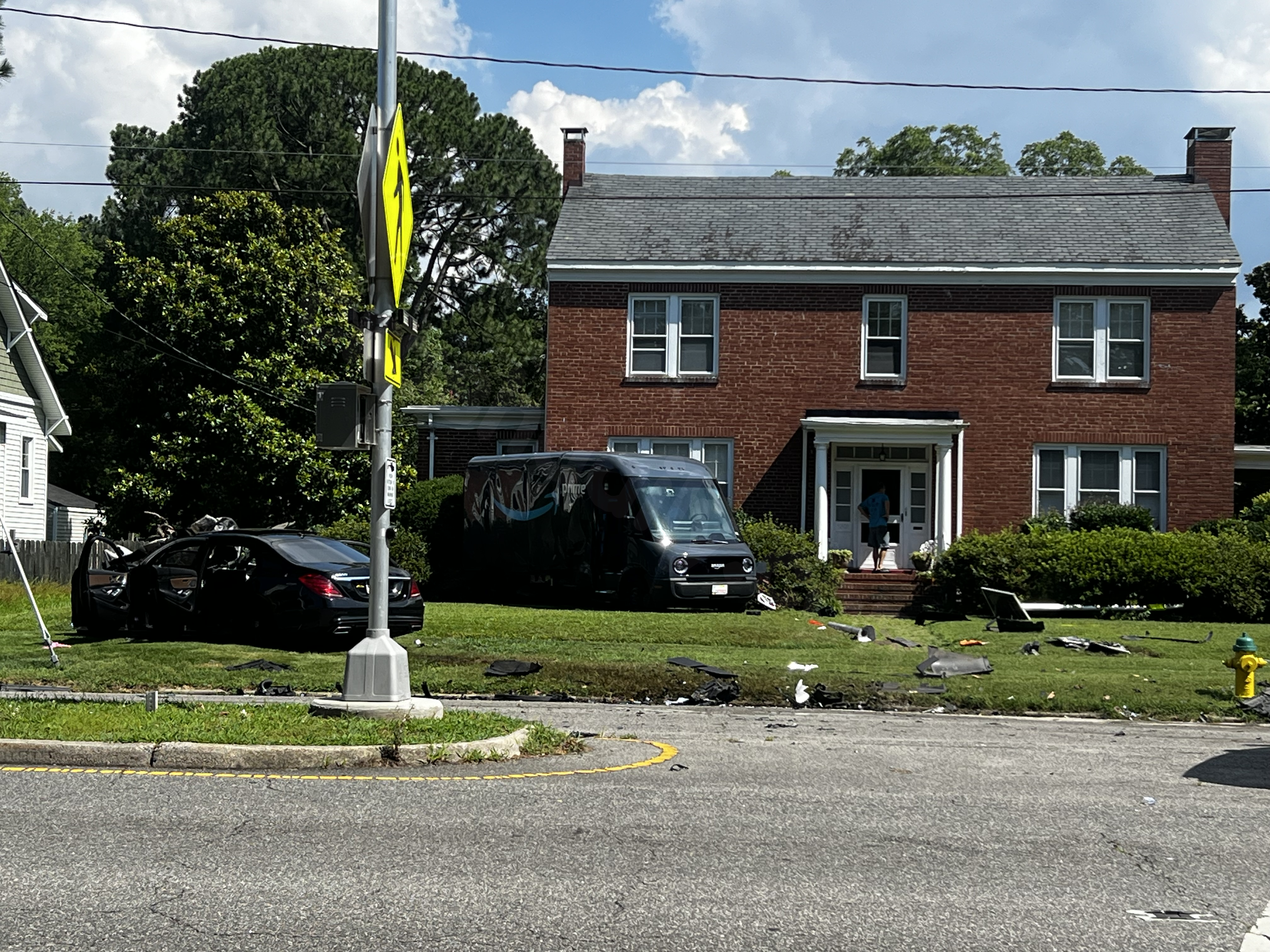 Amazon truck involved in car collision in Norfolk