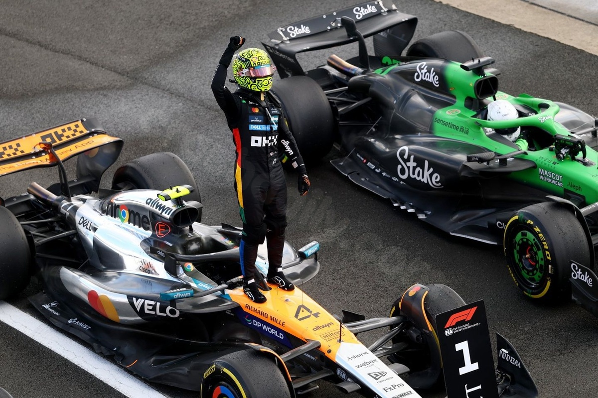 Norris' British Grand Prix festivities interrupted by fence collision