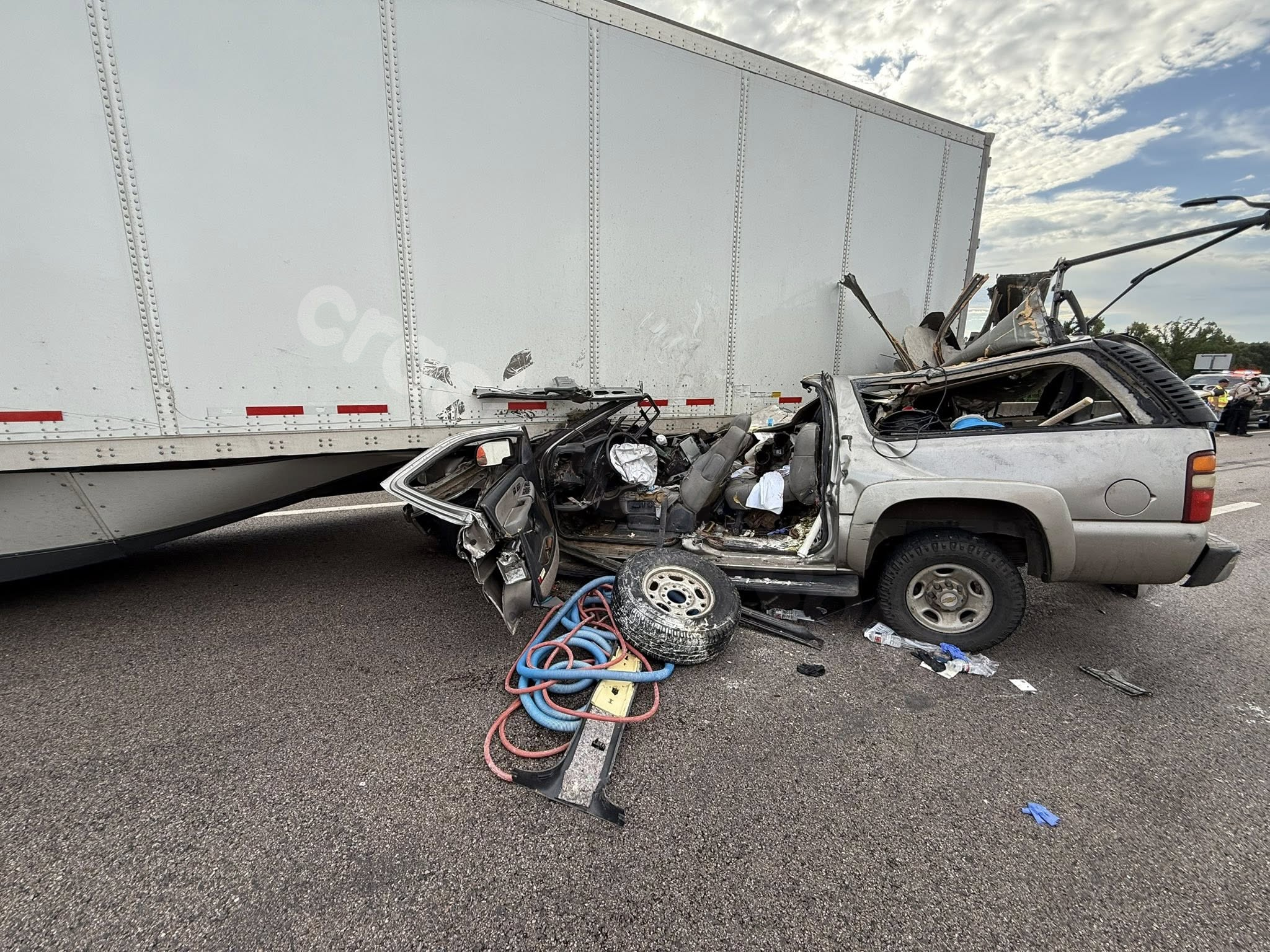 One person hurt in crash with big rig
