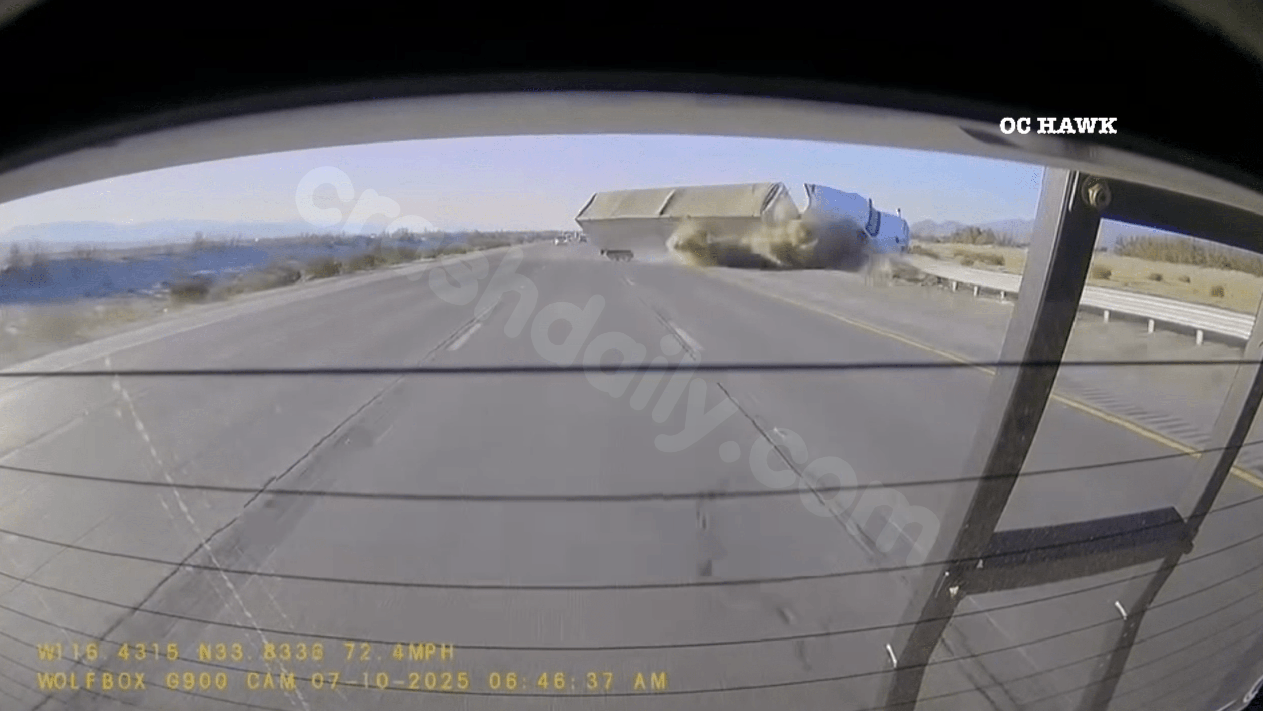 Video shows fatal semi-trailer collision in Southern California