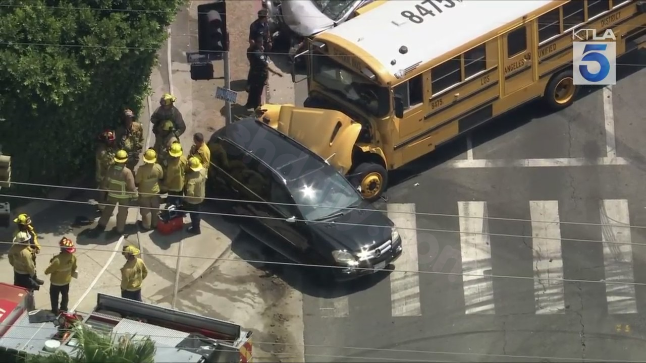 Seven injured in San Fernando Valley school bus crash