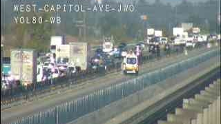 Traffic delays after accidents on Yolo Causeway