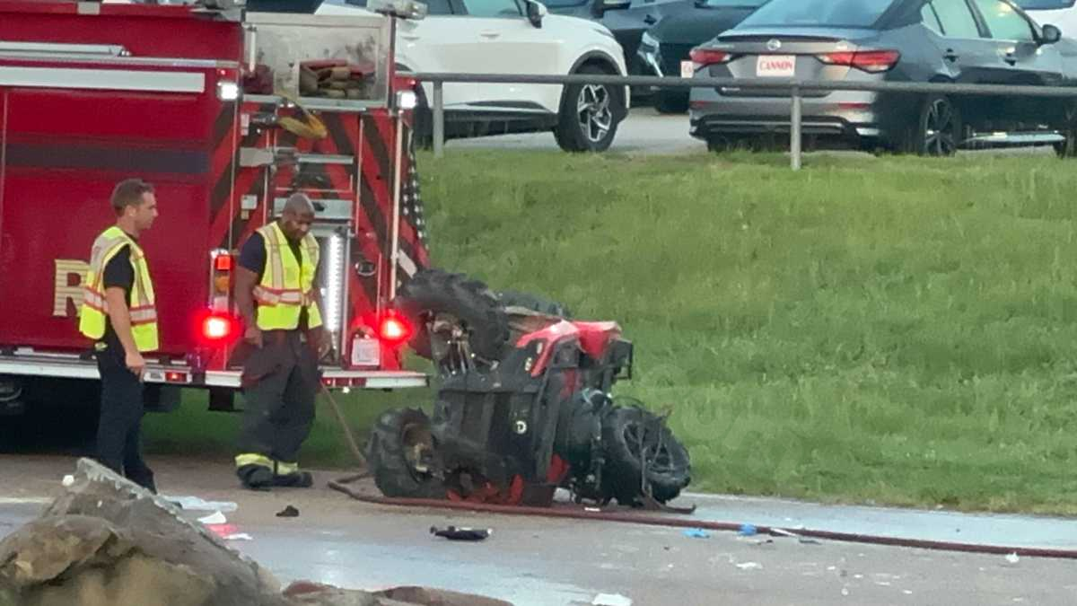 Fatal crash involving 4-wheeler and 2 pickup trucks