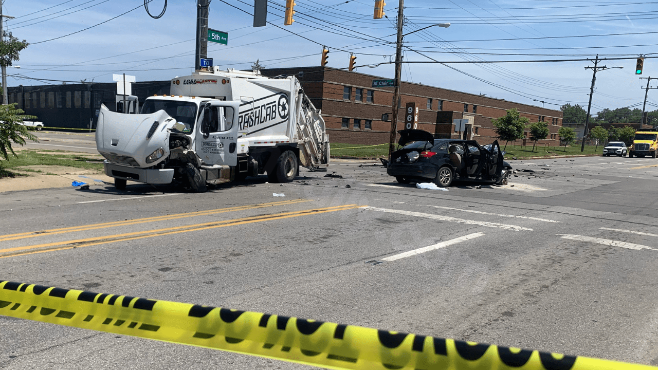 Injuries reported in garbage truck and car collision in northeast Columbus
