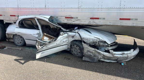 Two people hurt in accident involving car and 18-wheeler near Rancho Viejo
