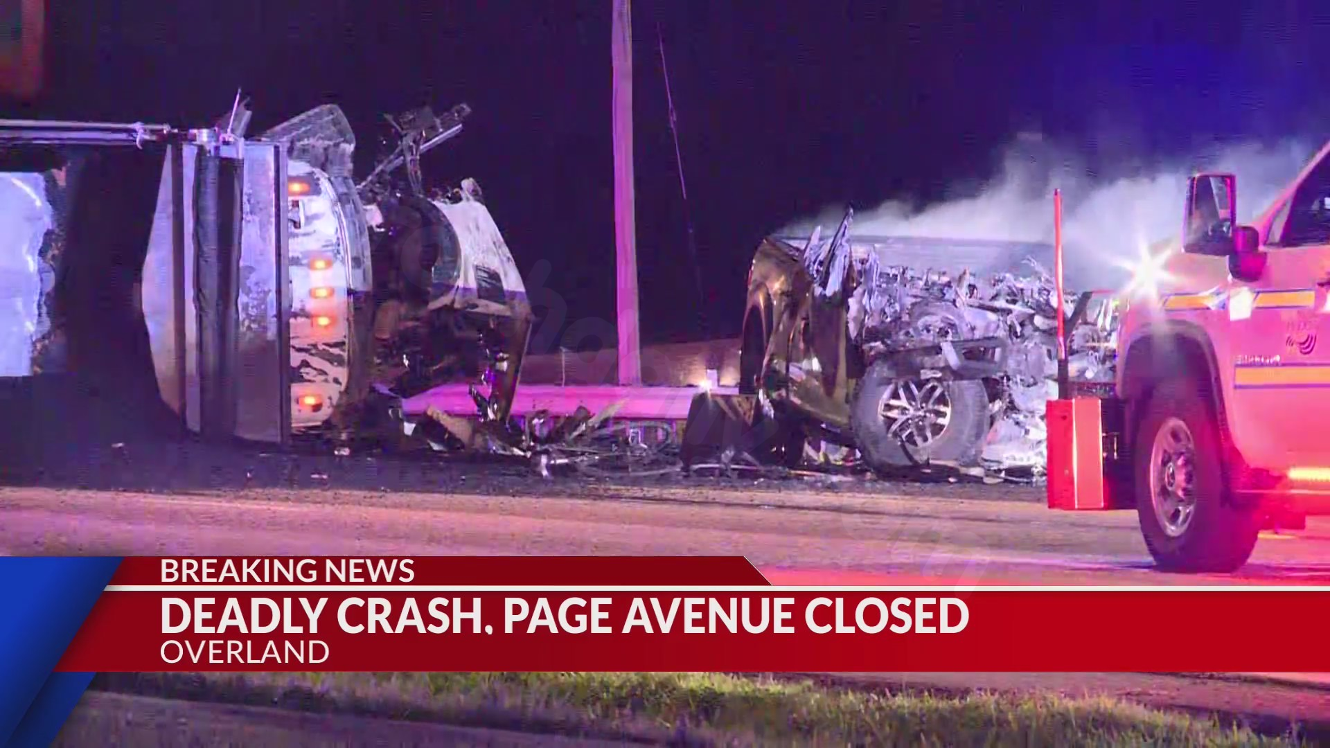 Fatal collision involving asphalt truck and pickup truck