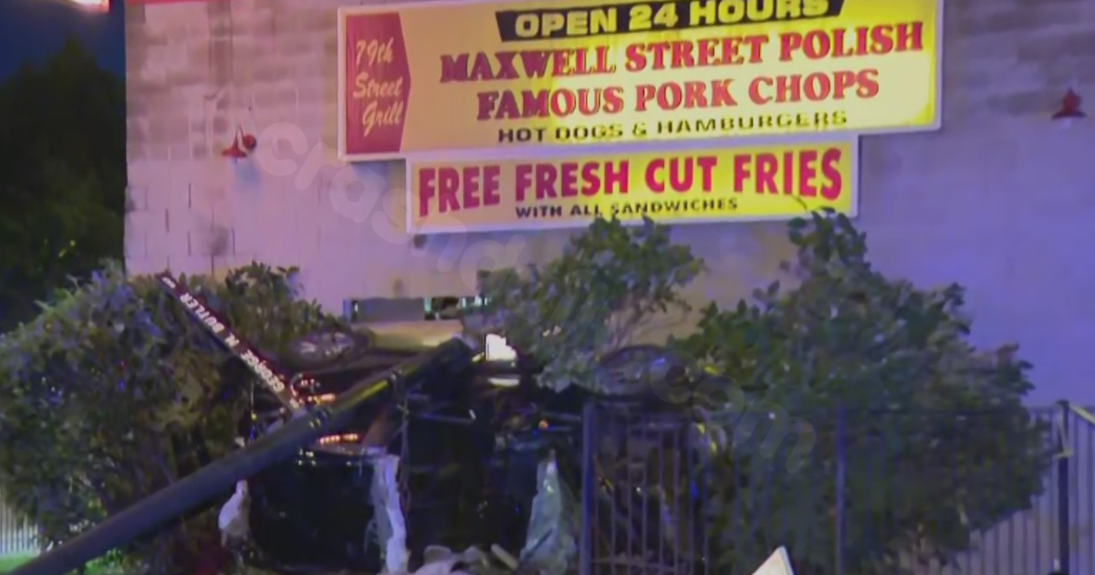 Stolen vehicle crashes into South Chicago restaurant.