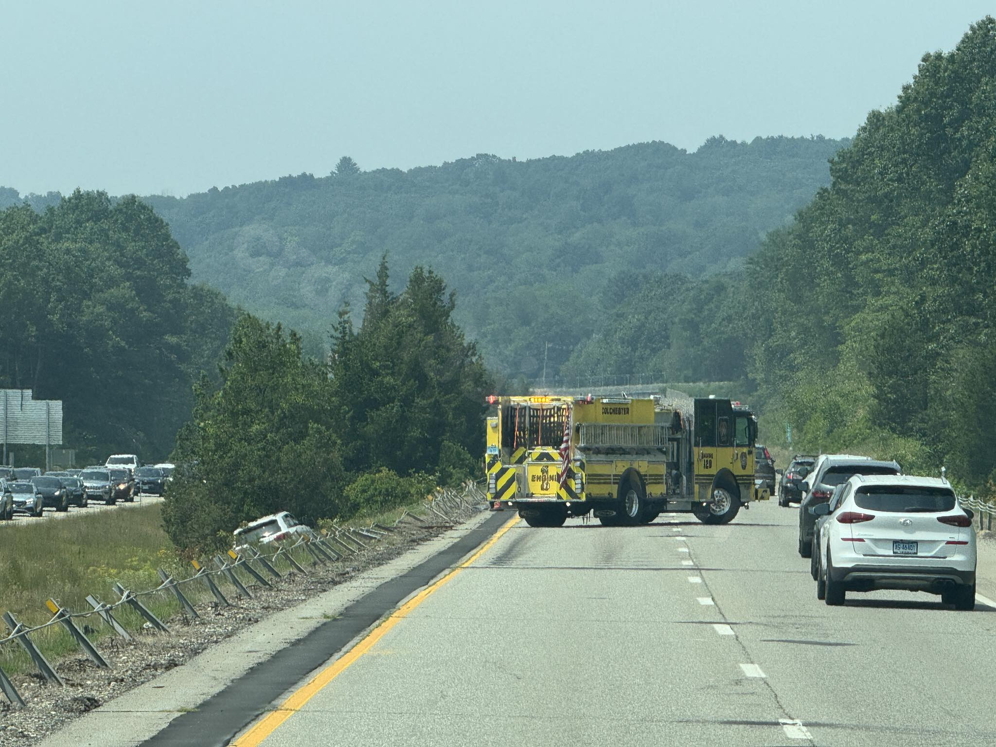 Emergency teams react to car crash on Route 2 in Colchester